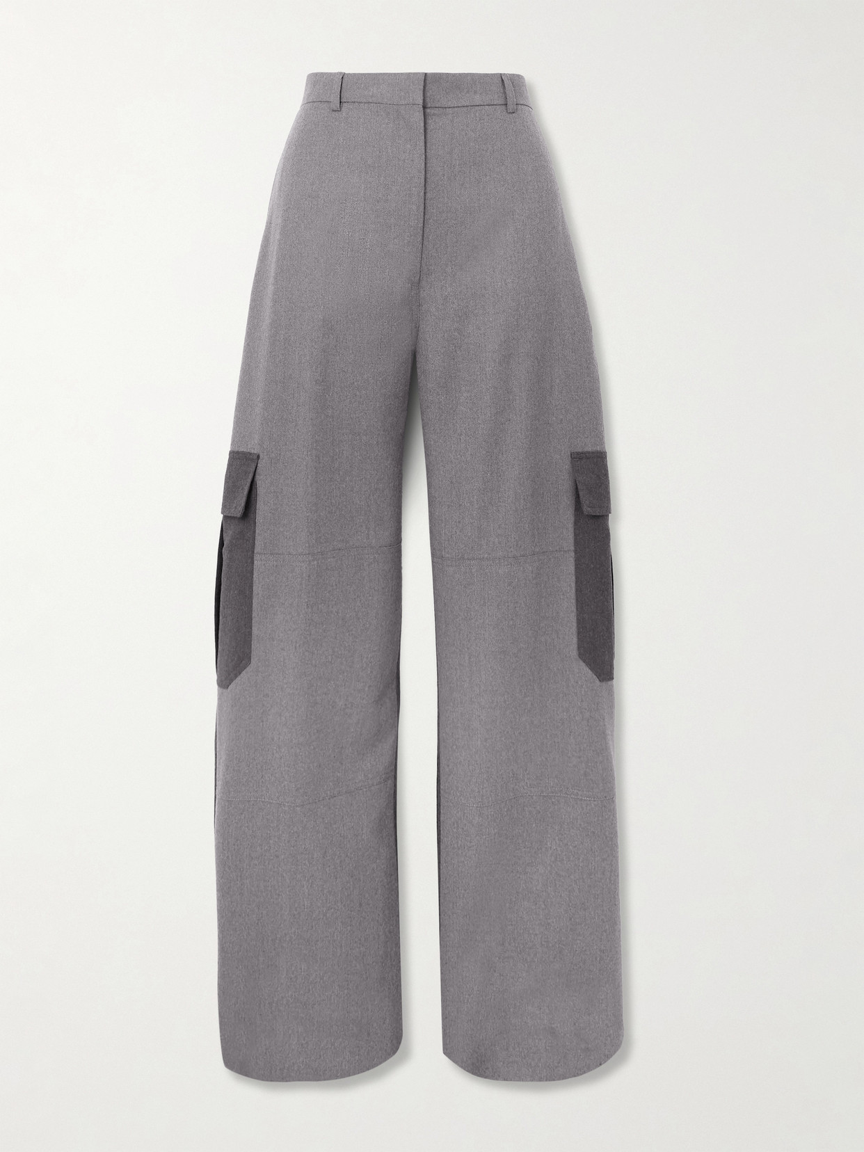Stella Mccartney Paneled Wool Wide-leg Pants In Gray
