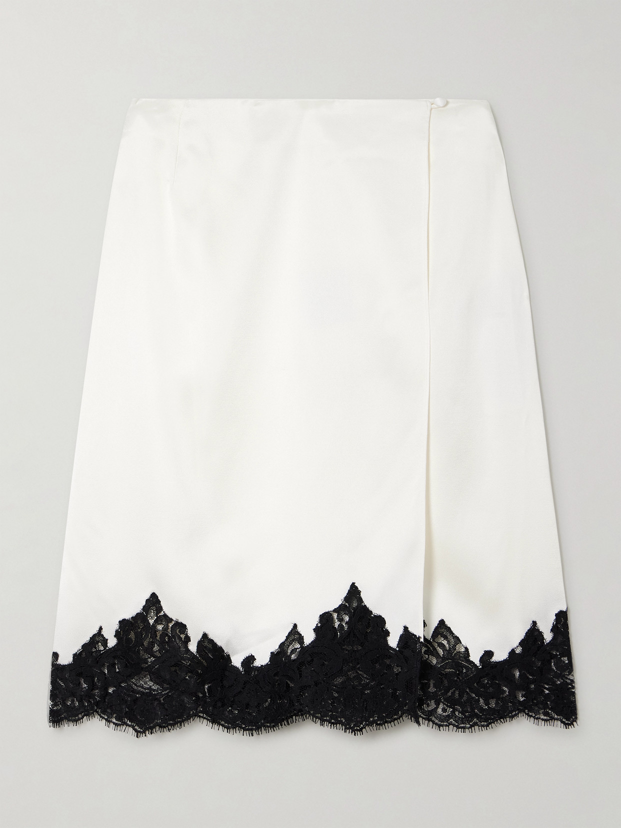 Stella Mccartney Lace-trimmed Satin Wrap Skirt In White