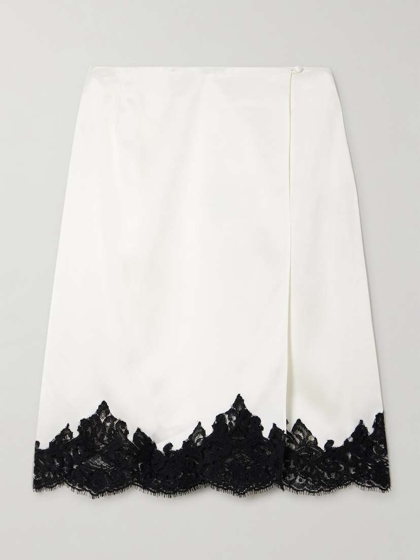 Stella McCartney Lace-trimmed Satin Wrap Skirt