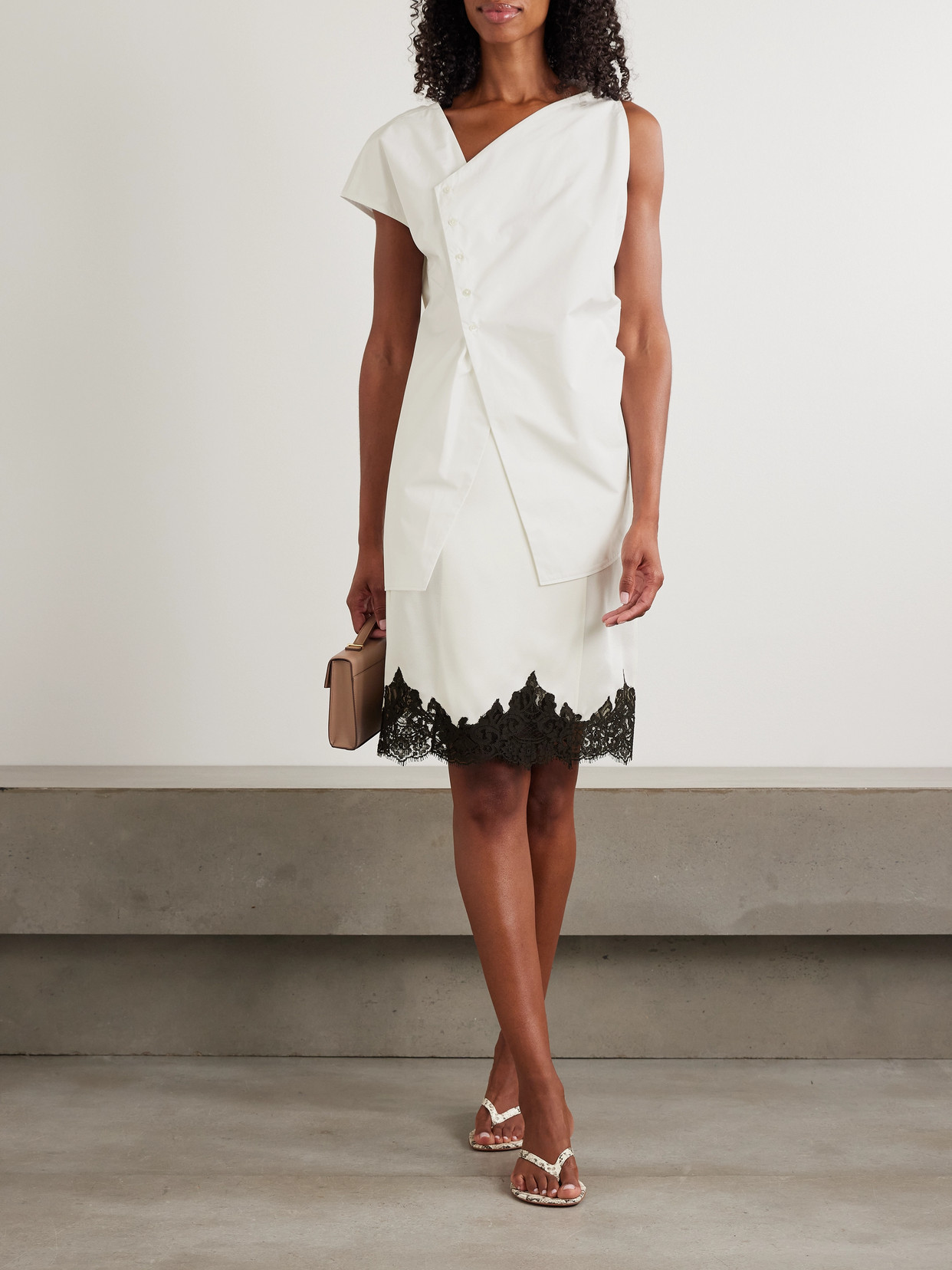 Stella Mccartney Lace-trimmed Satin Wrap Skirt