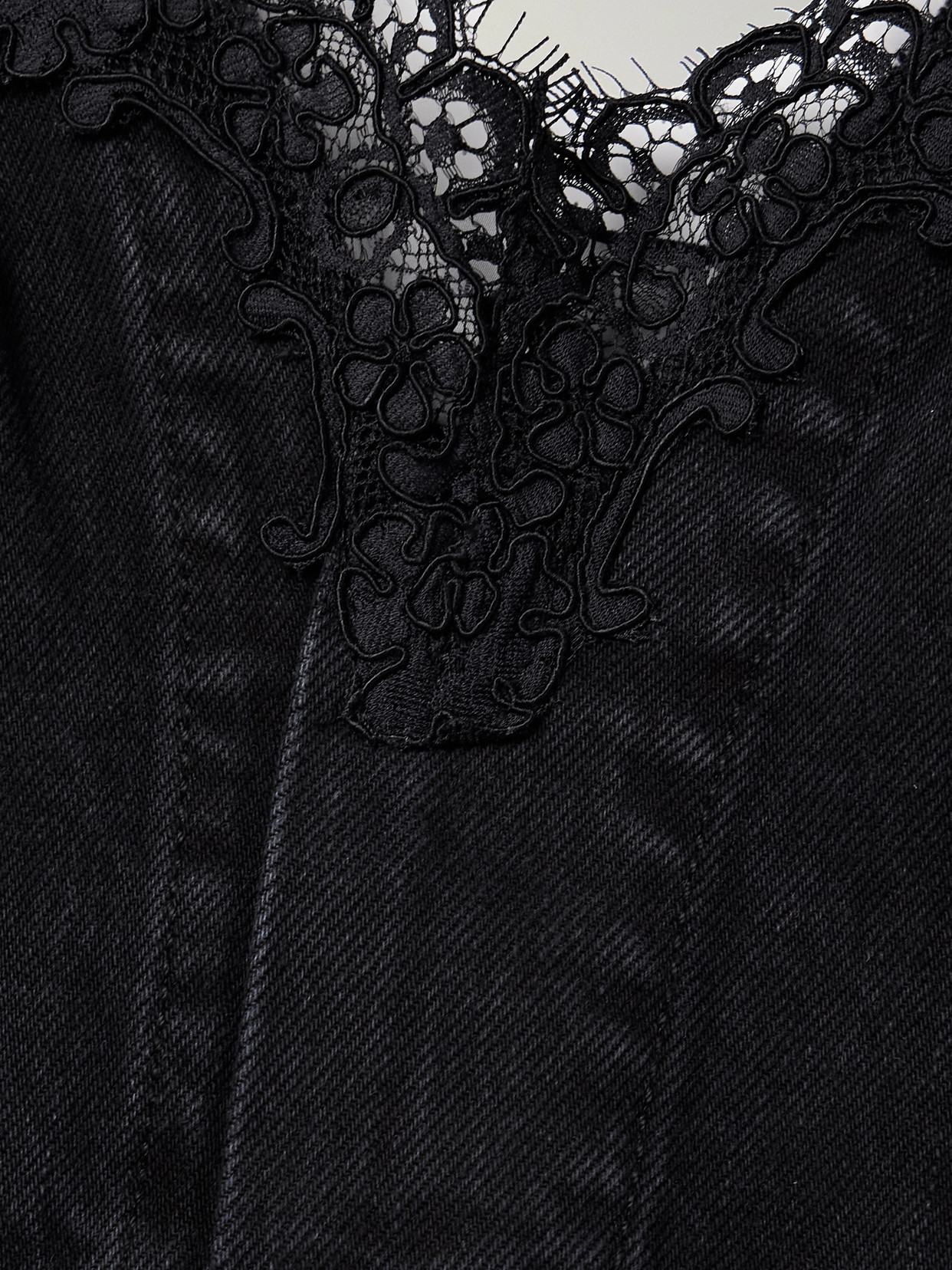 Stella Mccartney Lace-trimmed Paneled Organic Denim Midi Dress
