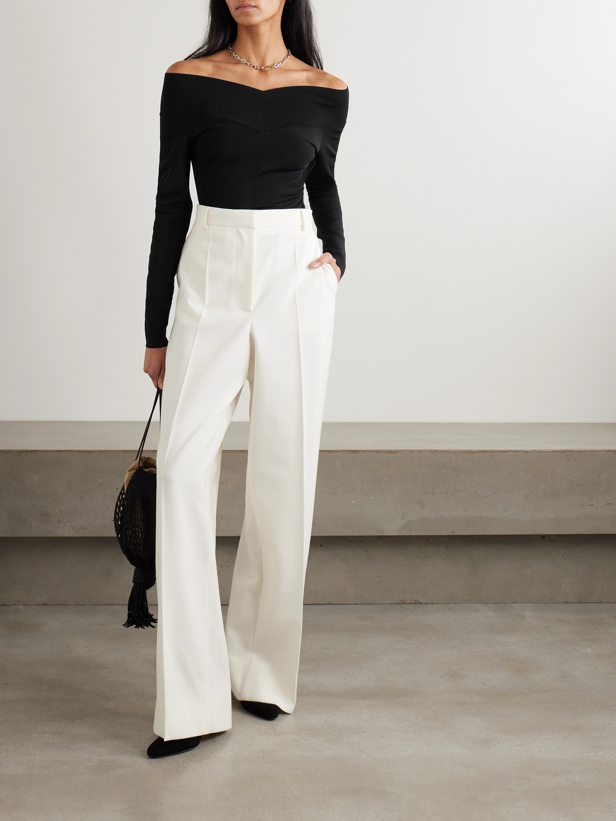 Off-The-Shoulder Paneled Jersey Top