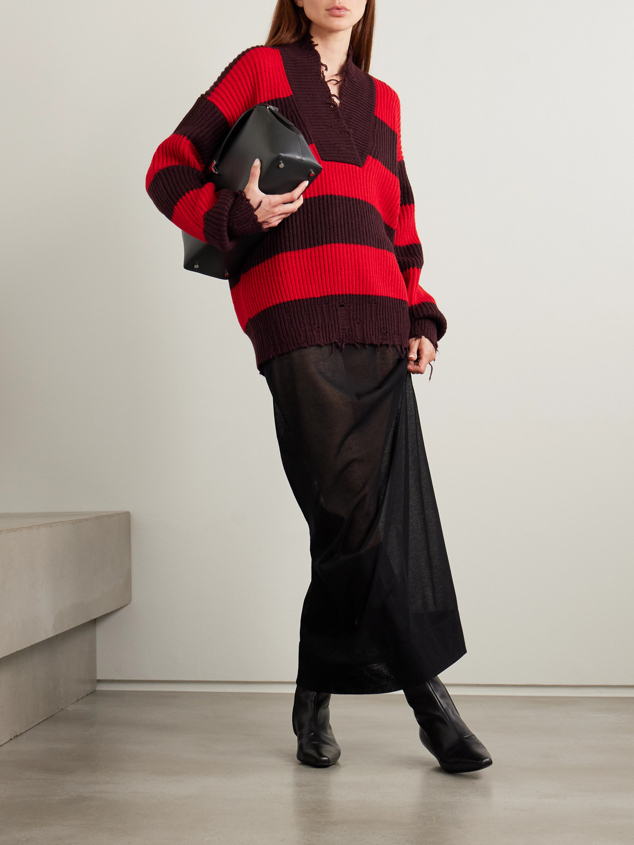 Oversized Striped Wool-Blend Sweater