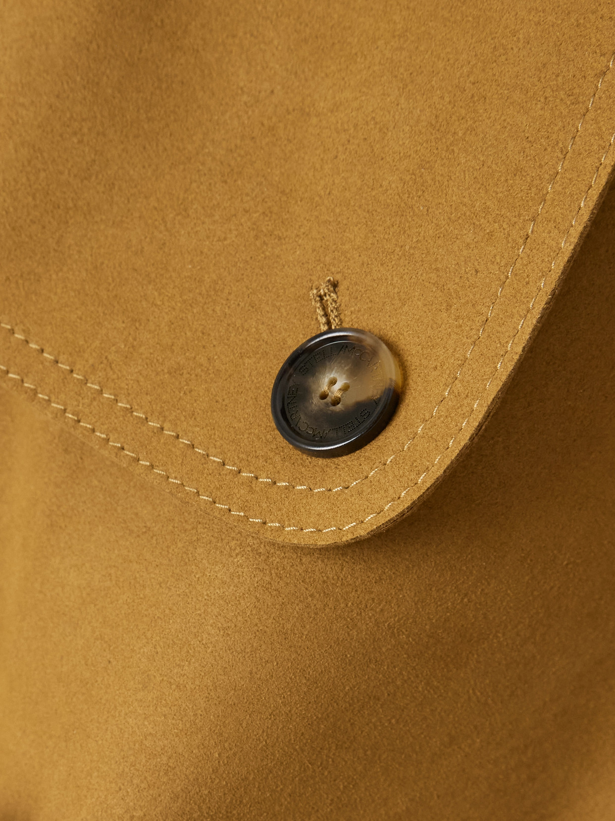 Stella Mccartney Womens Wallnut Double-breasted Belted Suede Trench Coat In Gold