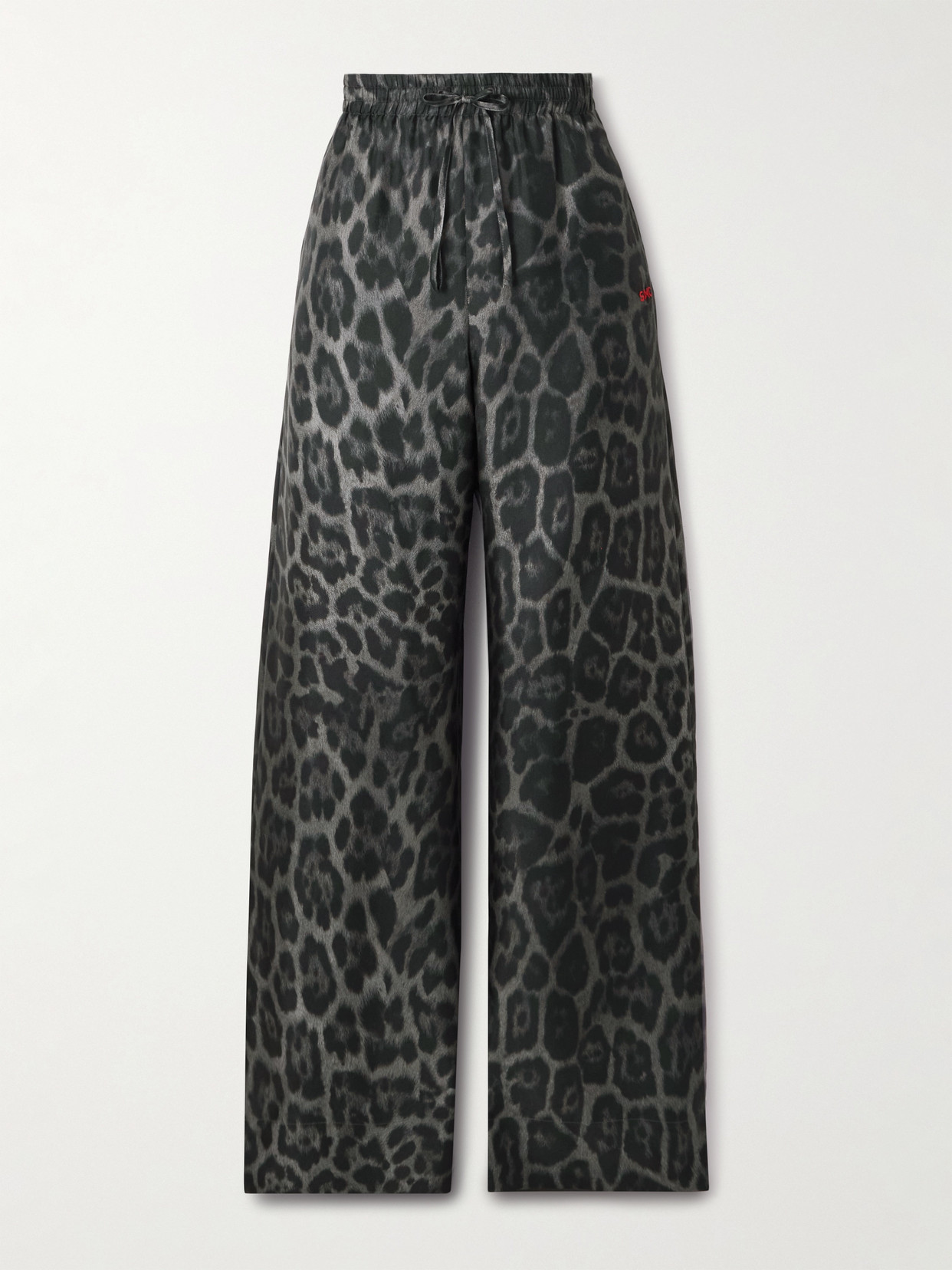Stella Mccartney Leopard-print Organic Silk-satin Wide-leg Pants