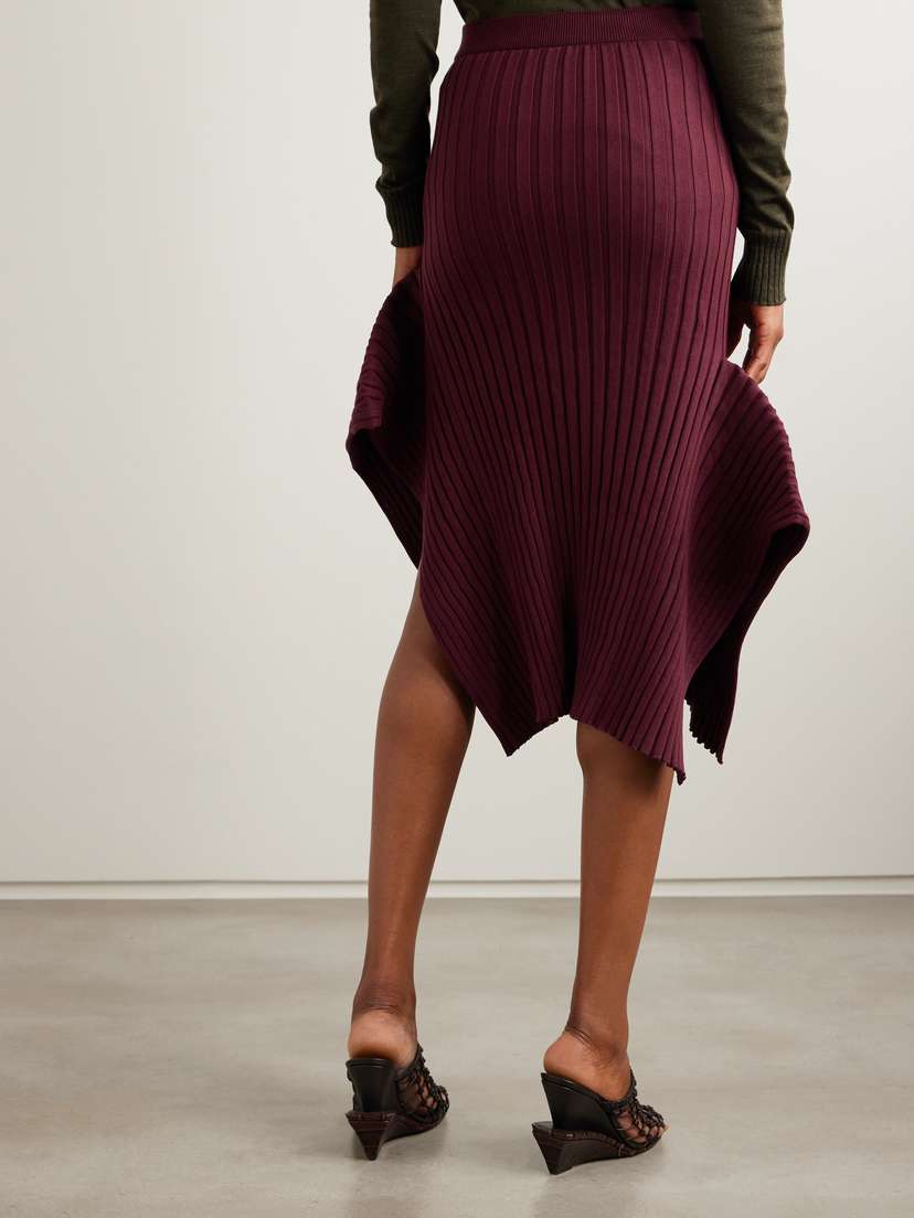 Asymmetric Ribbed Organic Cotton Midi Skirt - xx small | Image | 3