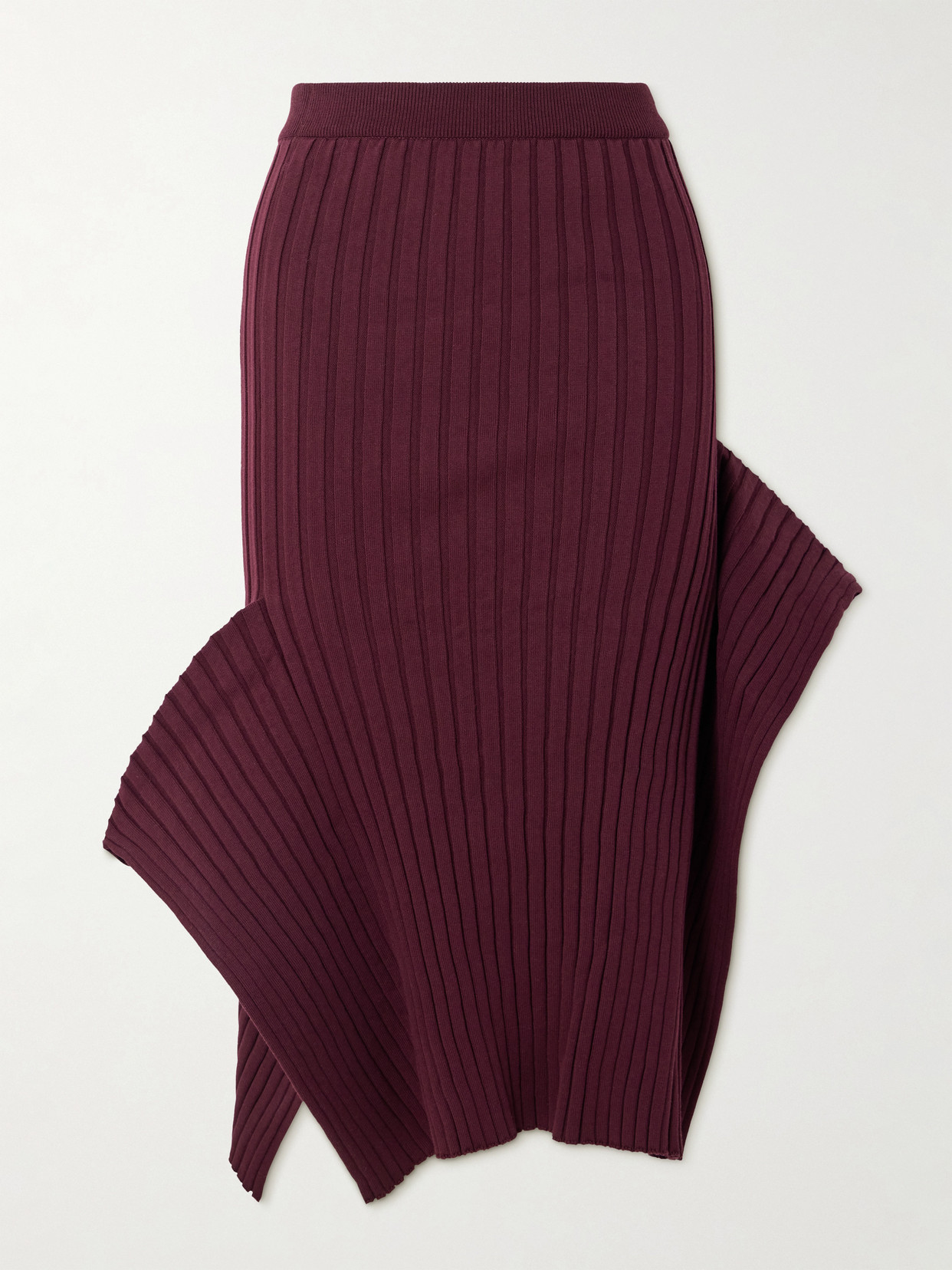 Stella Mccartney Asymmetric Ribbed Organic Cotton Midi Skirt