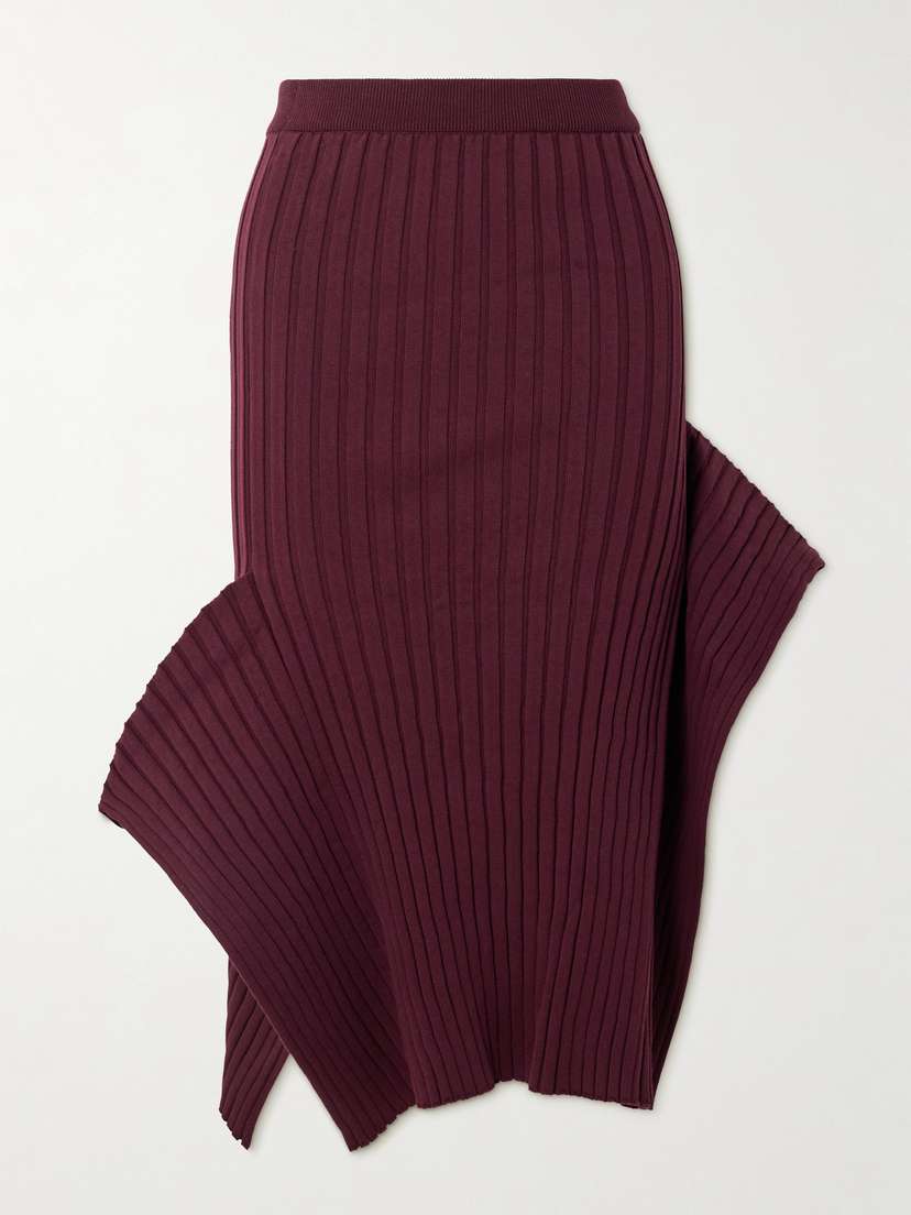 Asymmetric Ribbed Organic Cotton Midi Skirt - xx small | Image | 0