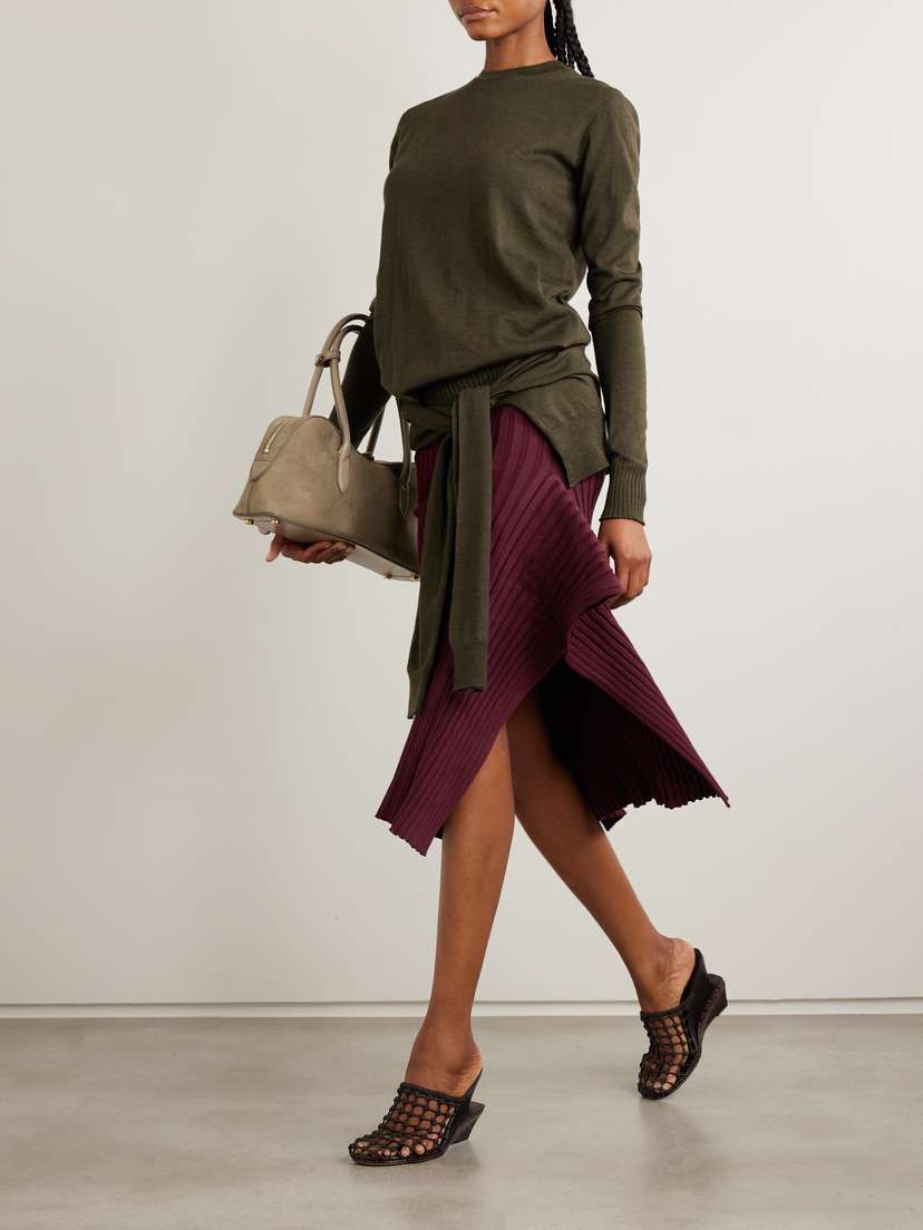 Asymmetric Ribbed Organic Cotton Midi Skirt - xx small | Image | 1