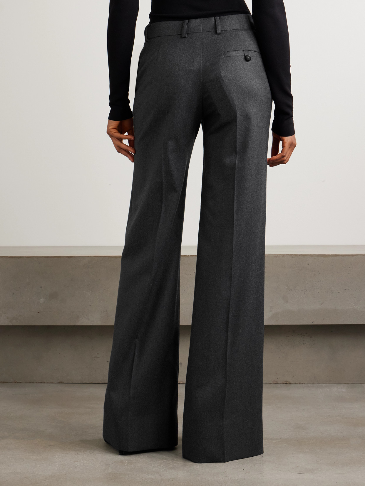 Stella Mccartney Wool-felt Flared Pants In Black