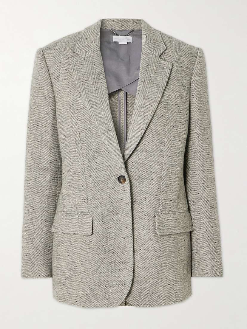 Stella McCartney Wool And Silk-blend Herringbone Blazer