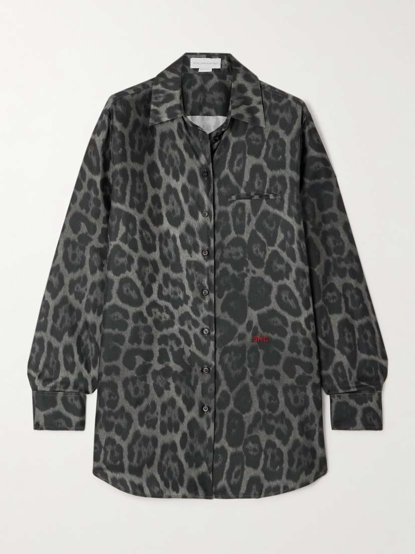 Stella McCartney Oversized Leopard-print Organic Silk-satin Shirt