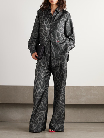Stella McCartney Oversized leopard-print organic silk-satin shirt