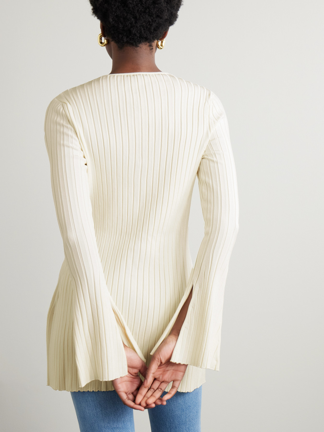 Stella Mccartney Ribbed-knit Cardigan In Ivory