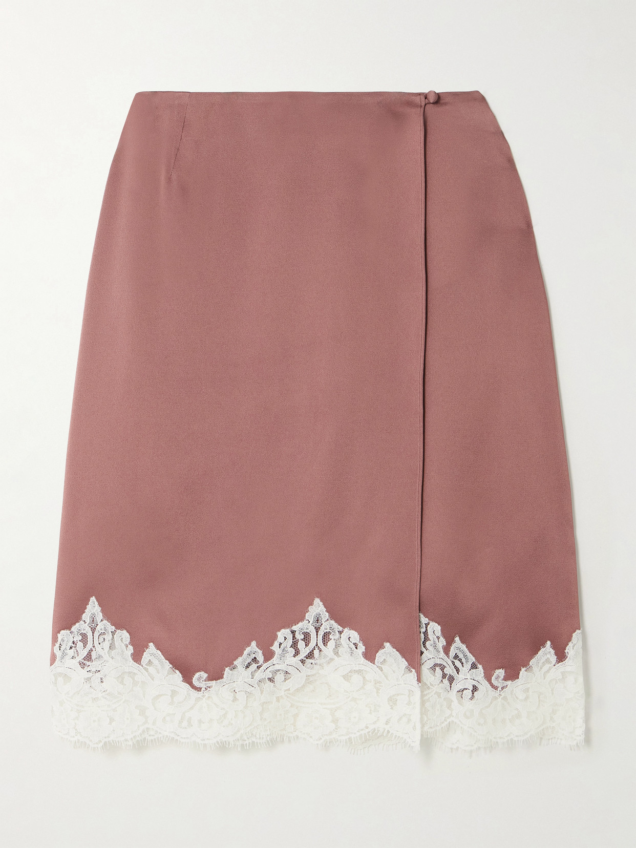 Stella Mccartney Lace-trimmed Satin Midi Wrap Skirt