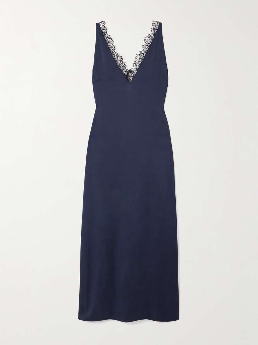 Stella McCartney Lace-trimmed Satin Midi Dress
