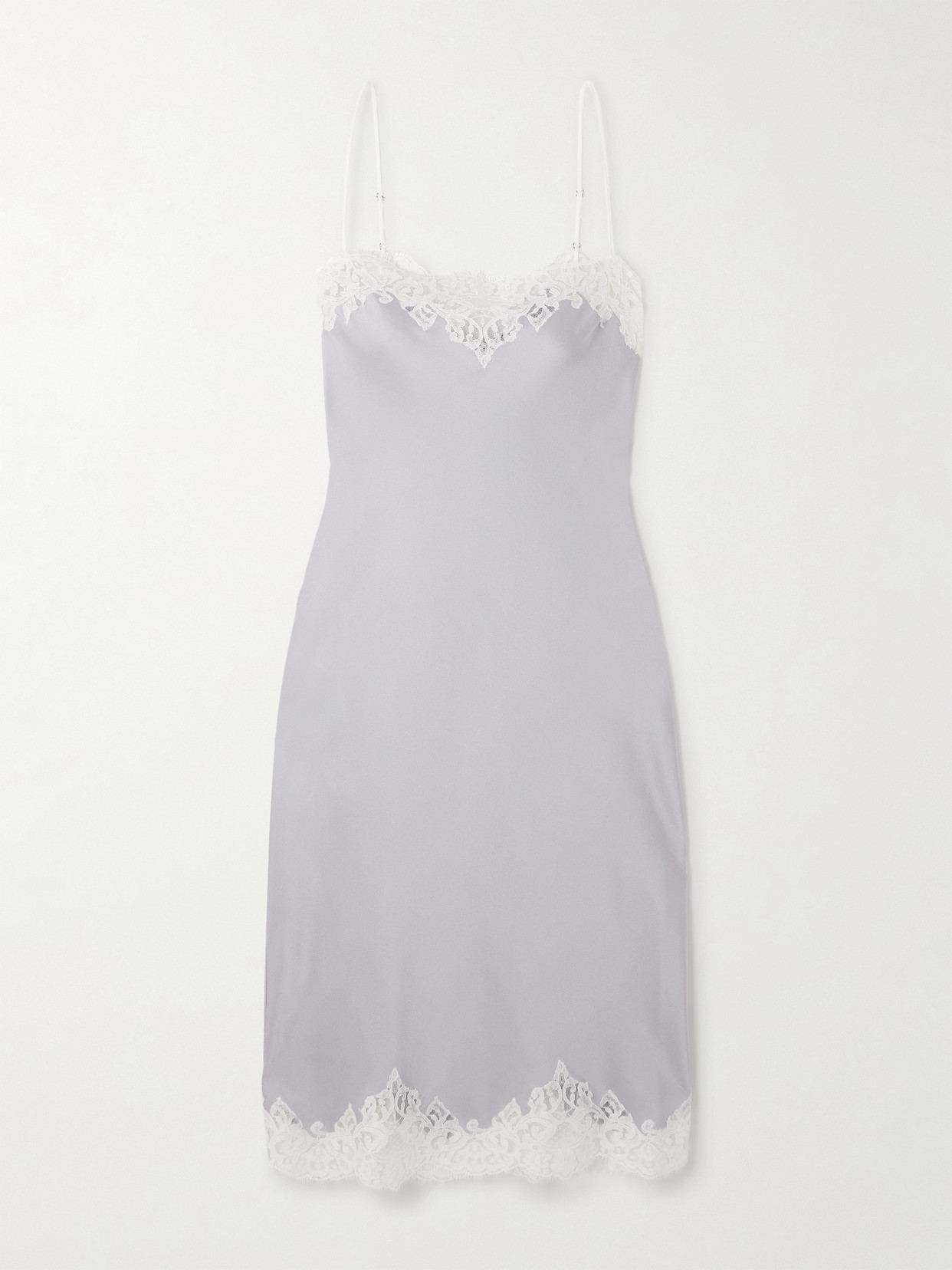 Stella Mccartney Lace-trimmed Satin-crepe Dress In White