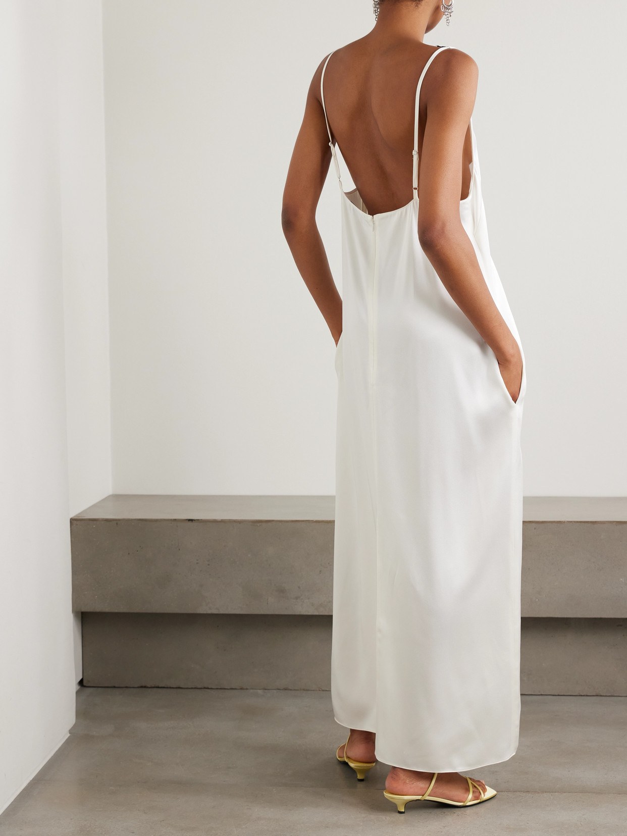 Stella Mccartney Lace-trimmed Satin Midi Dress