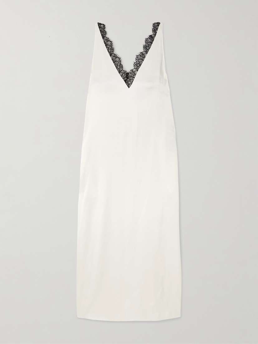 Stella McCartney Lace-trimmed Satin Midi Dress