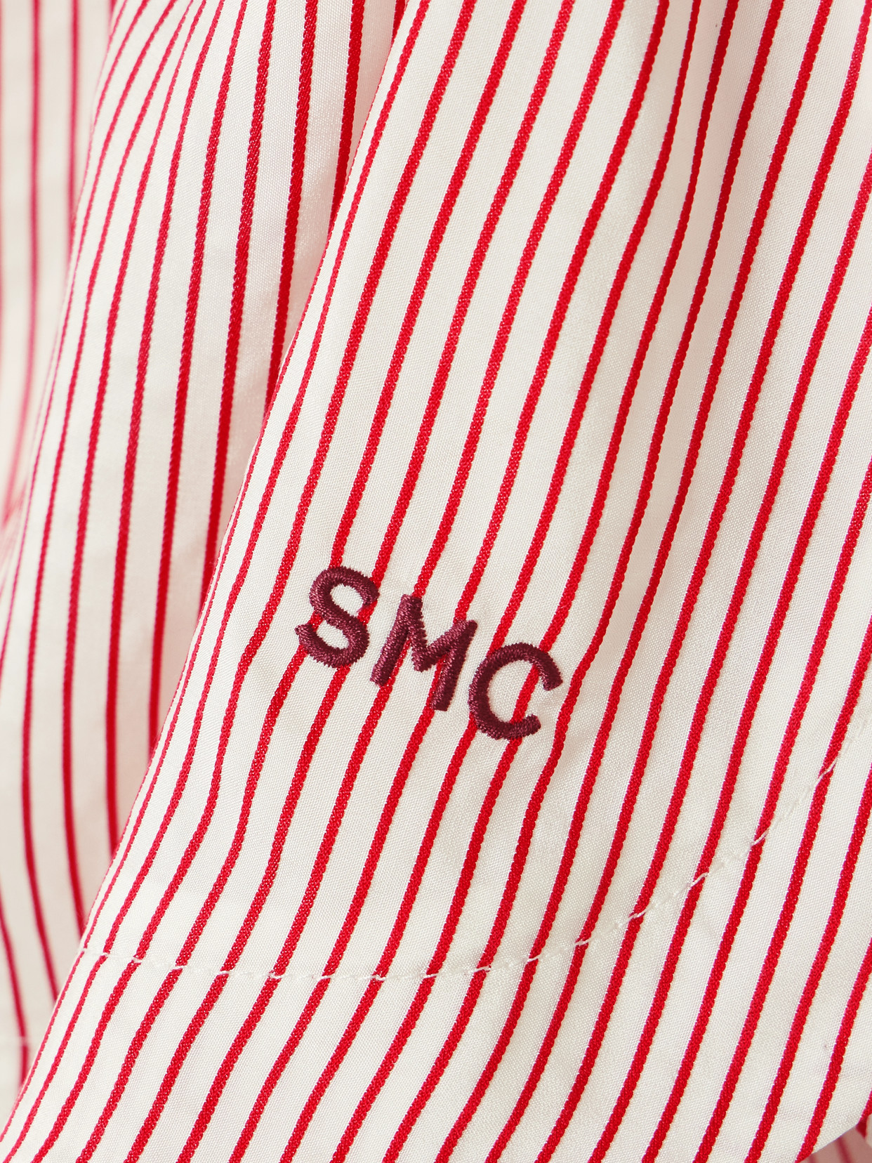 Stella Mccartney Embroidered Striped Organic Silk Shorts In Pink