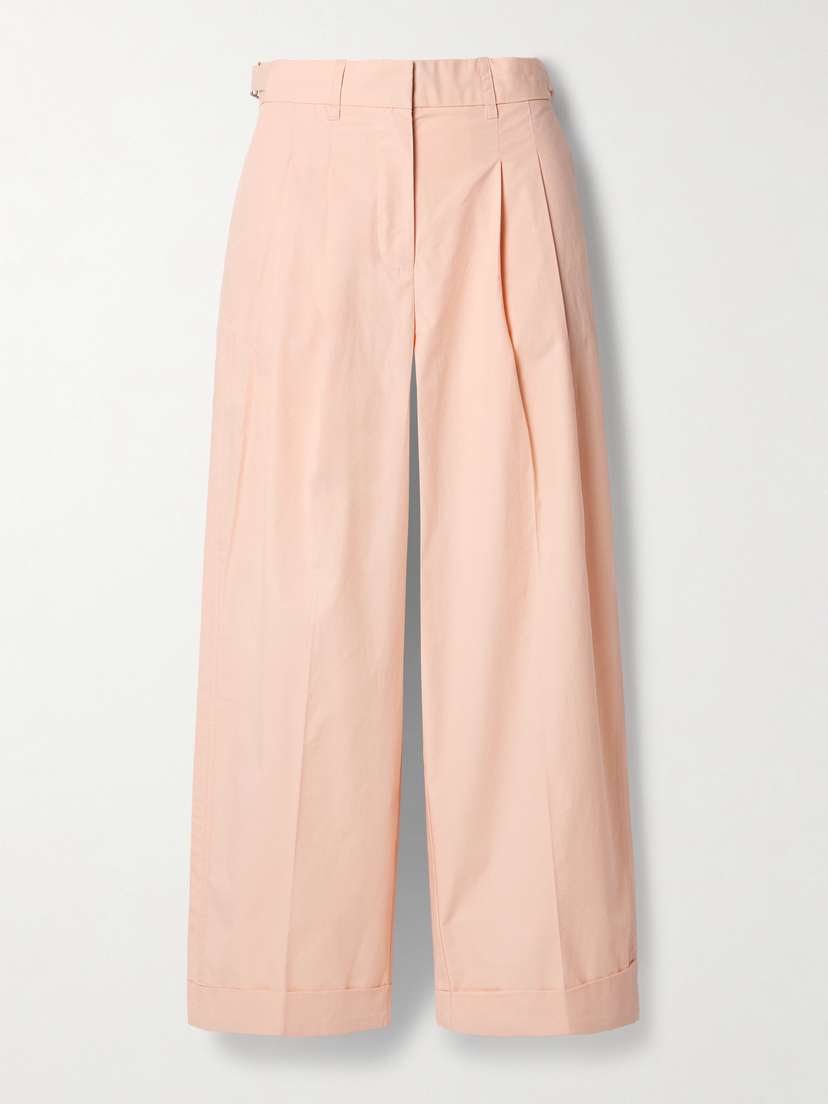 Proenza Schouler White Label Kyle Cropped Pleated Cotton-poplin Wide-leg Pants