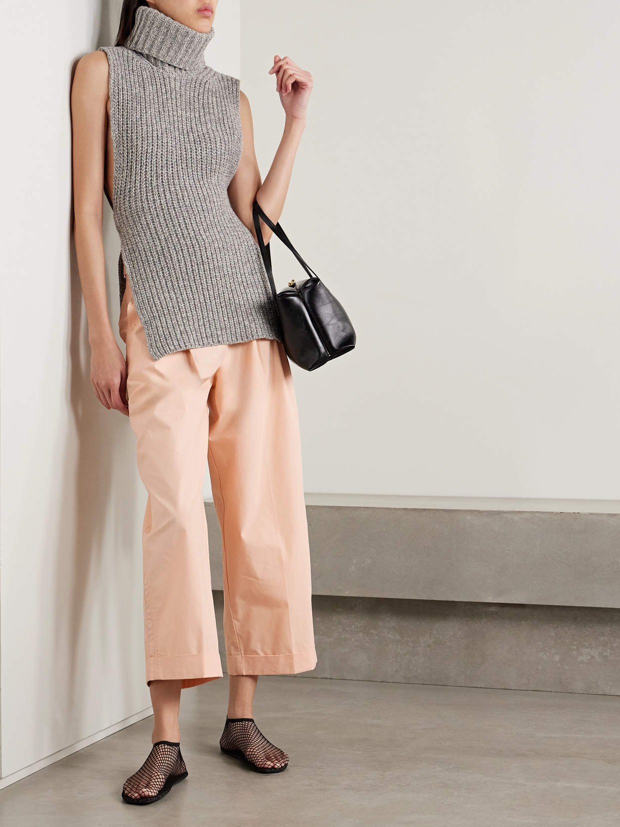 Shop Proenza Schouler White Label Kyle Cropped Pleated Cotton-poplin Wide-leg Pants In Pink