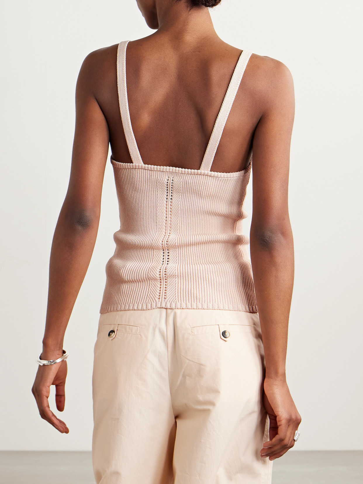 Proenza Schouler White Label Gene Pointelle-knit Silk And Cotton-blend Tank In Pink