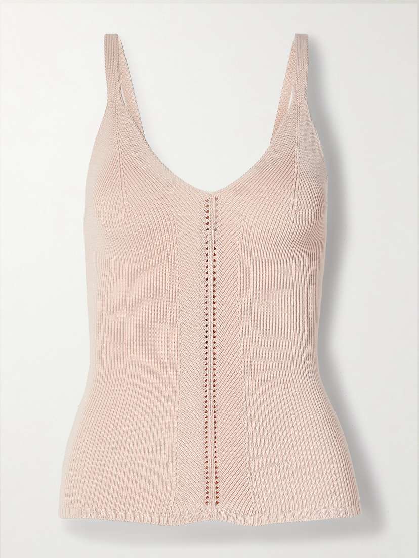 Proenza Schouler White Label Gene Pointelle-knit Silk And Cotton-blend Tank