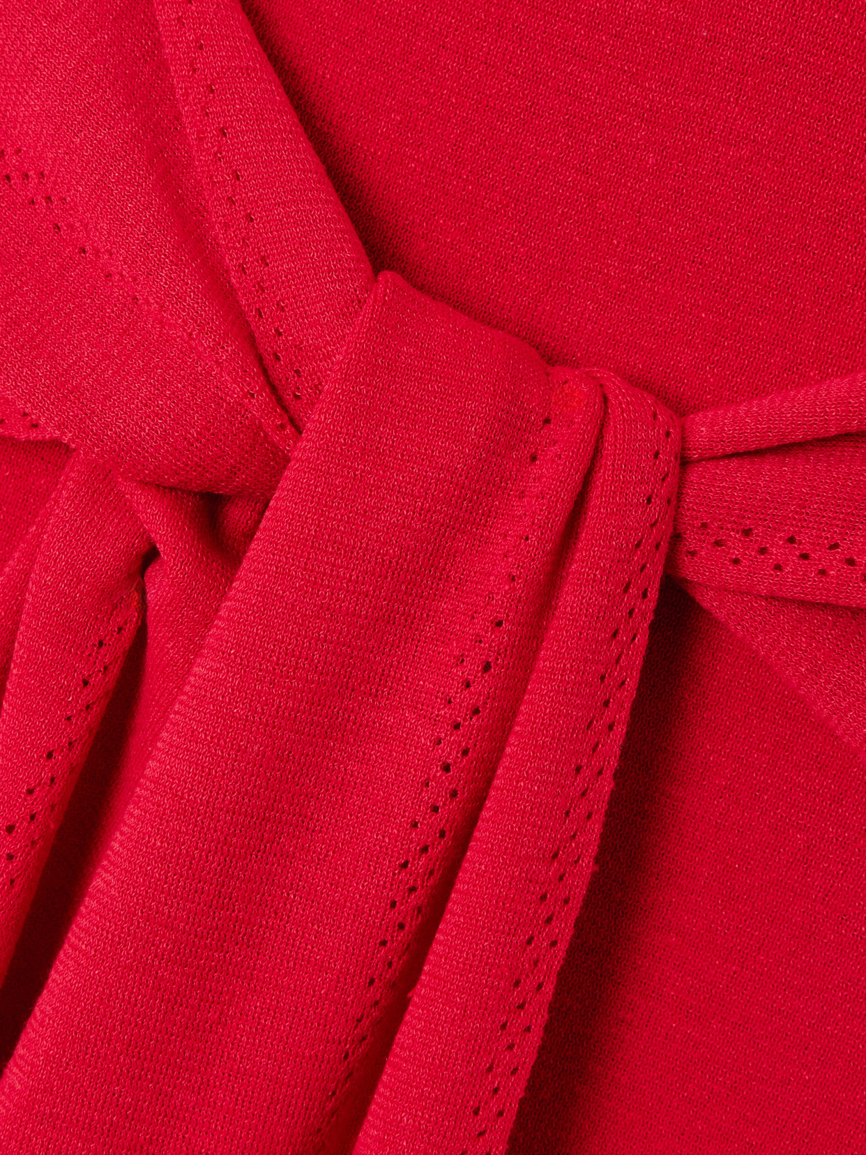 Shop Proenza Schouler White Label Phelan Tie-front Pointelle-knit Linen-blend Midi Skirt In Red