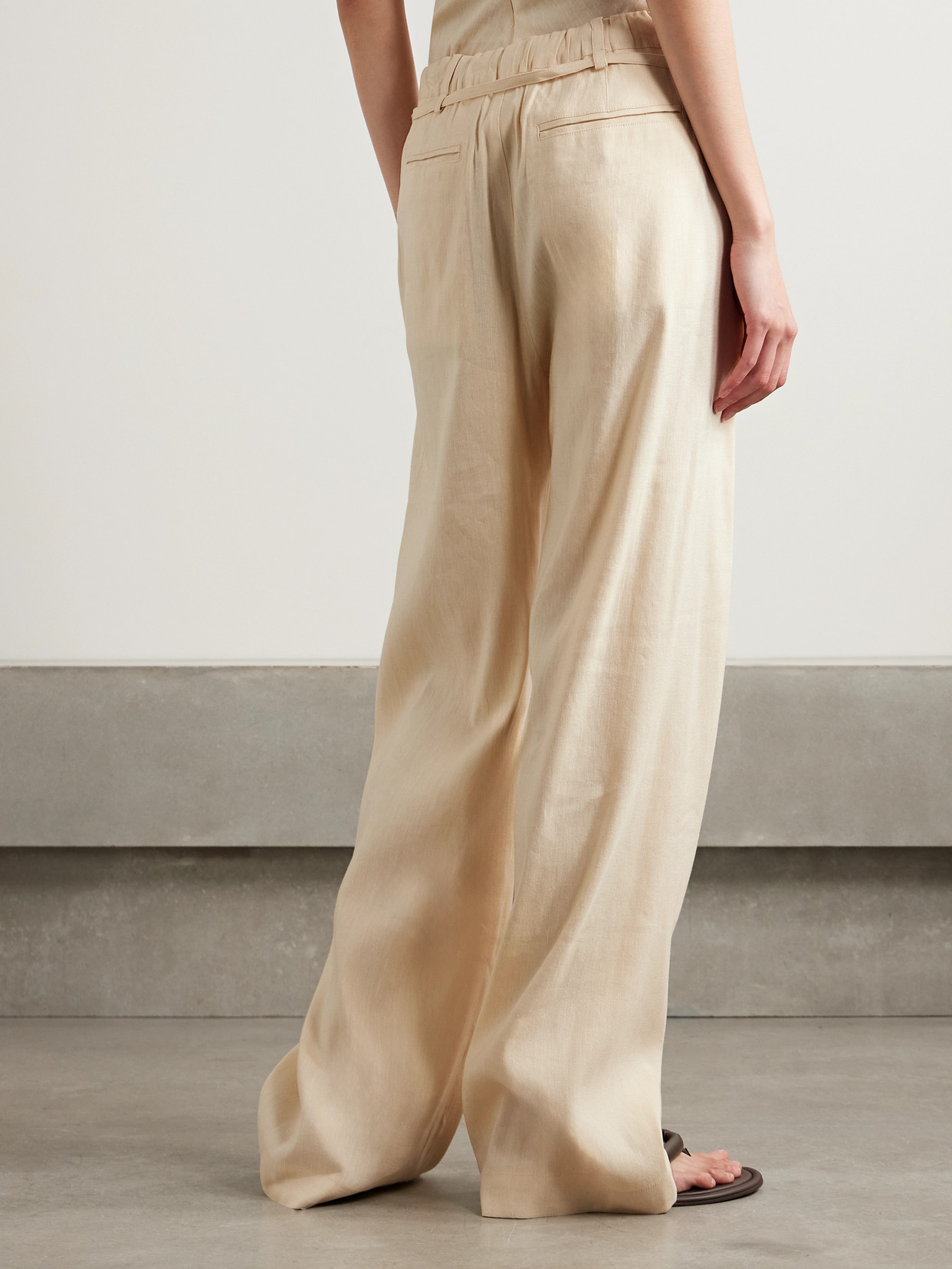 PROENZA SCHOULER WHITE LABEL MAGNUS BELTED LINEN-BLEND WIDE-LEG PANTS