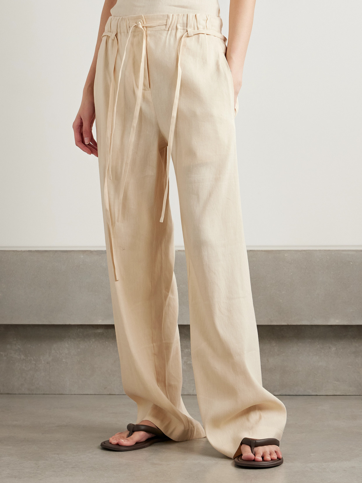 PROENZA SCHOULER WHITE LABEL MAGNUS BELTED LINEN-BLEND WIDE-LEG PANTS