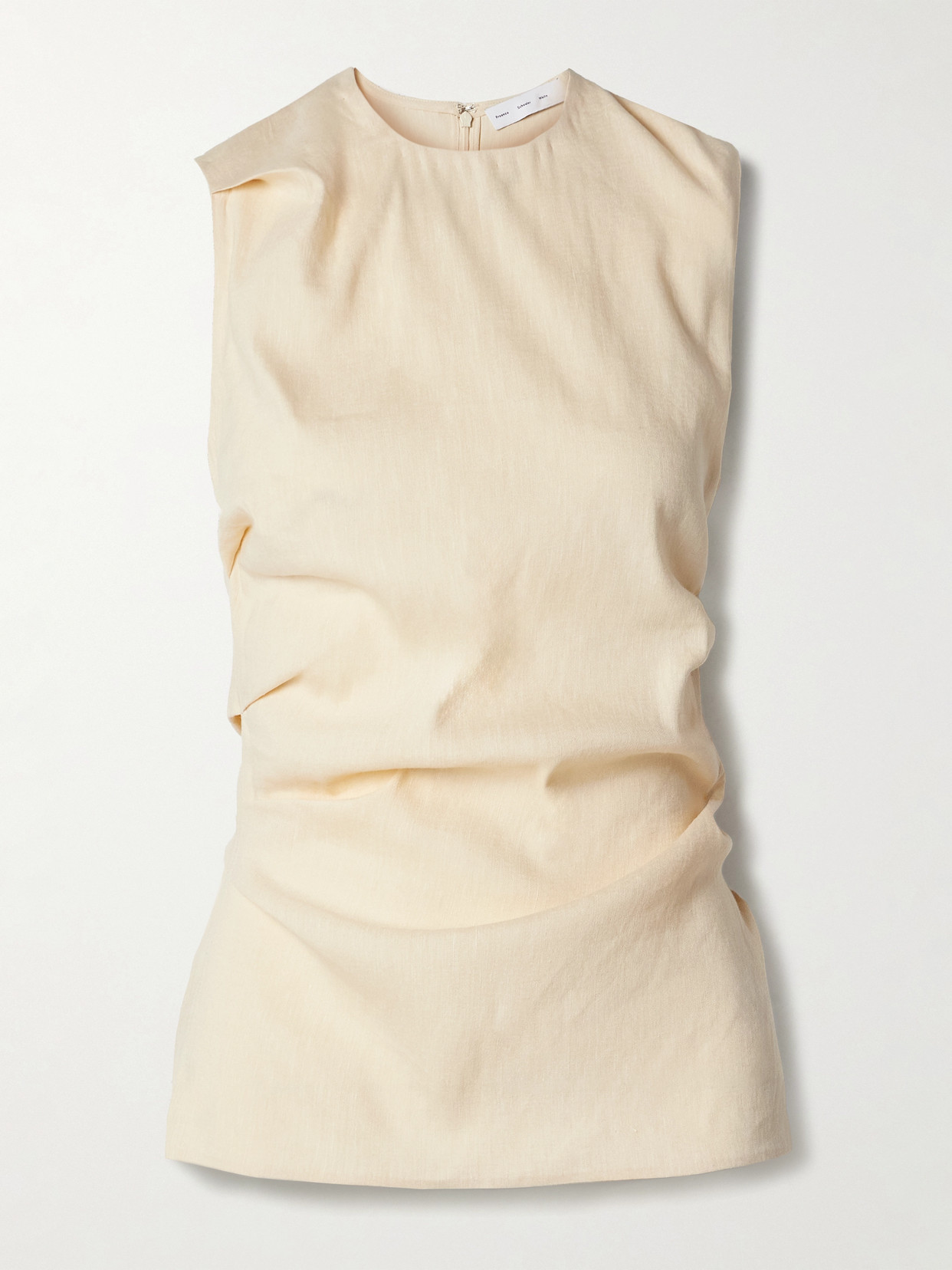 Shop Proenza Schouler White Label Anoushka Ruched Linen-blend Tank In Neutrals
