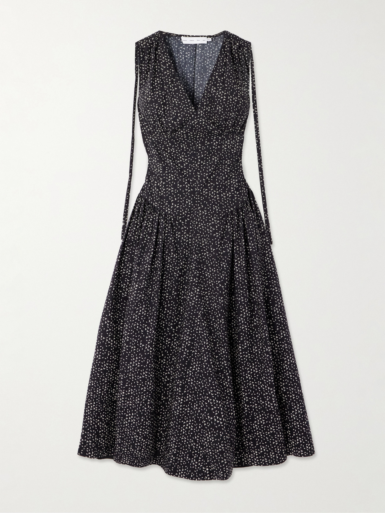 Shop Proenza Schouler White Label Clayton Pleated Printed Cotton-poplin Midi Dress In Gray