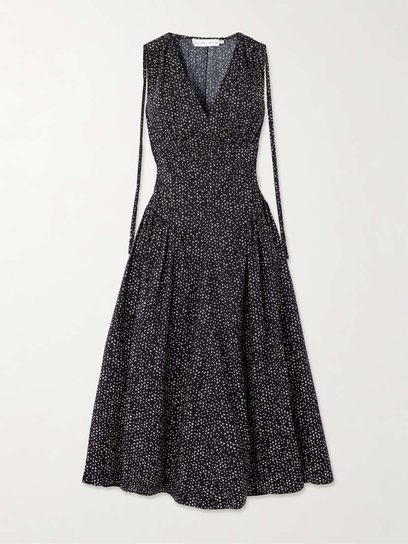 Proenza Schouler White Label Clayton Pleated Printed Cotton-poplin Midi Dress