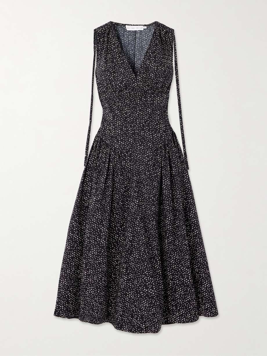 clayton pleated printed cotton-poplin midi dress