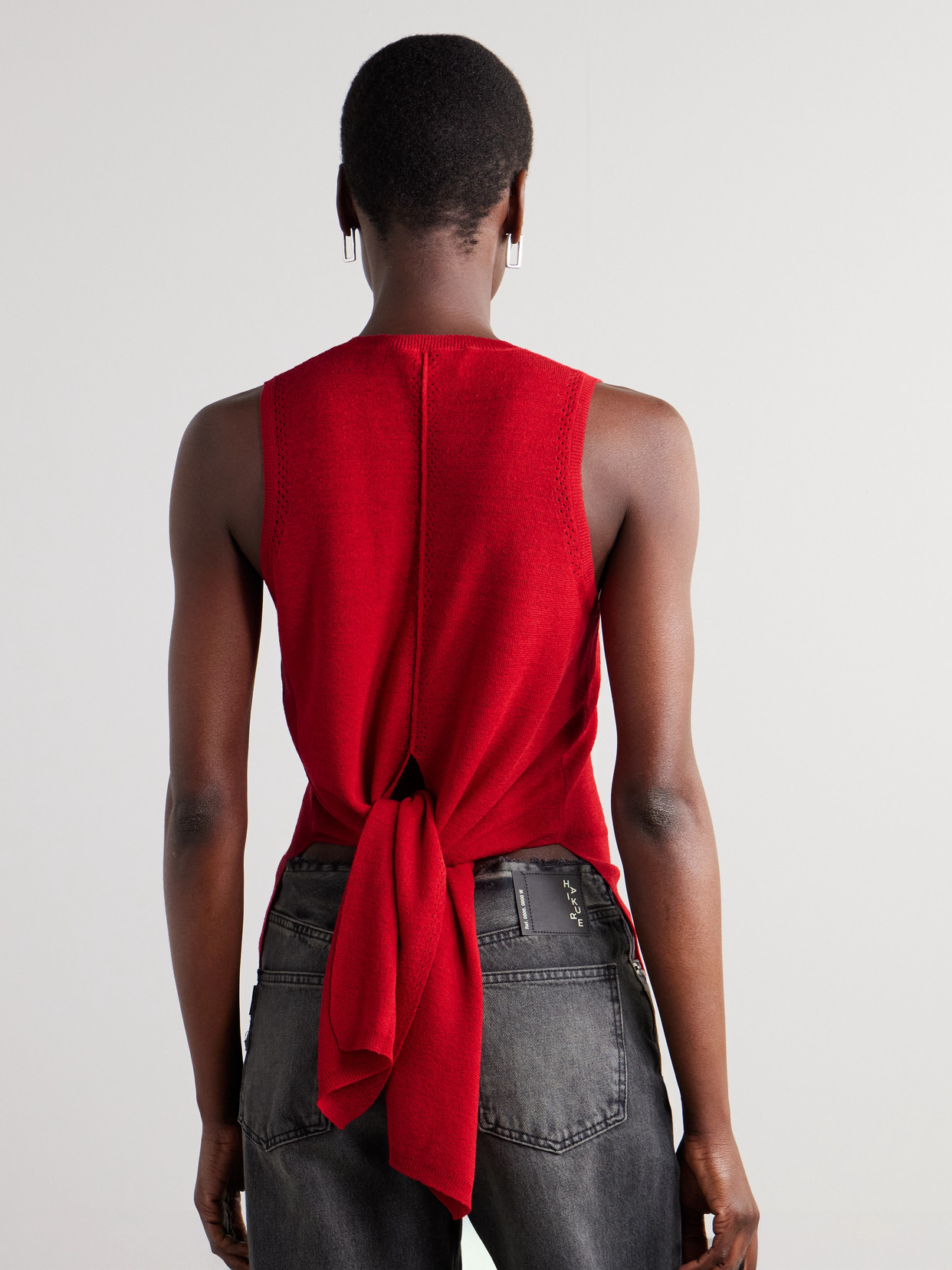 White Label - Heyde Draped Pointelle-Trimmed Linen-Blend Tank