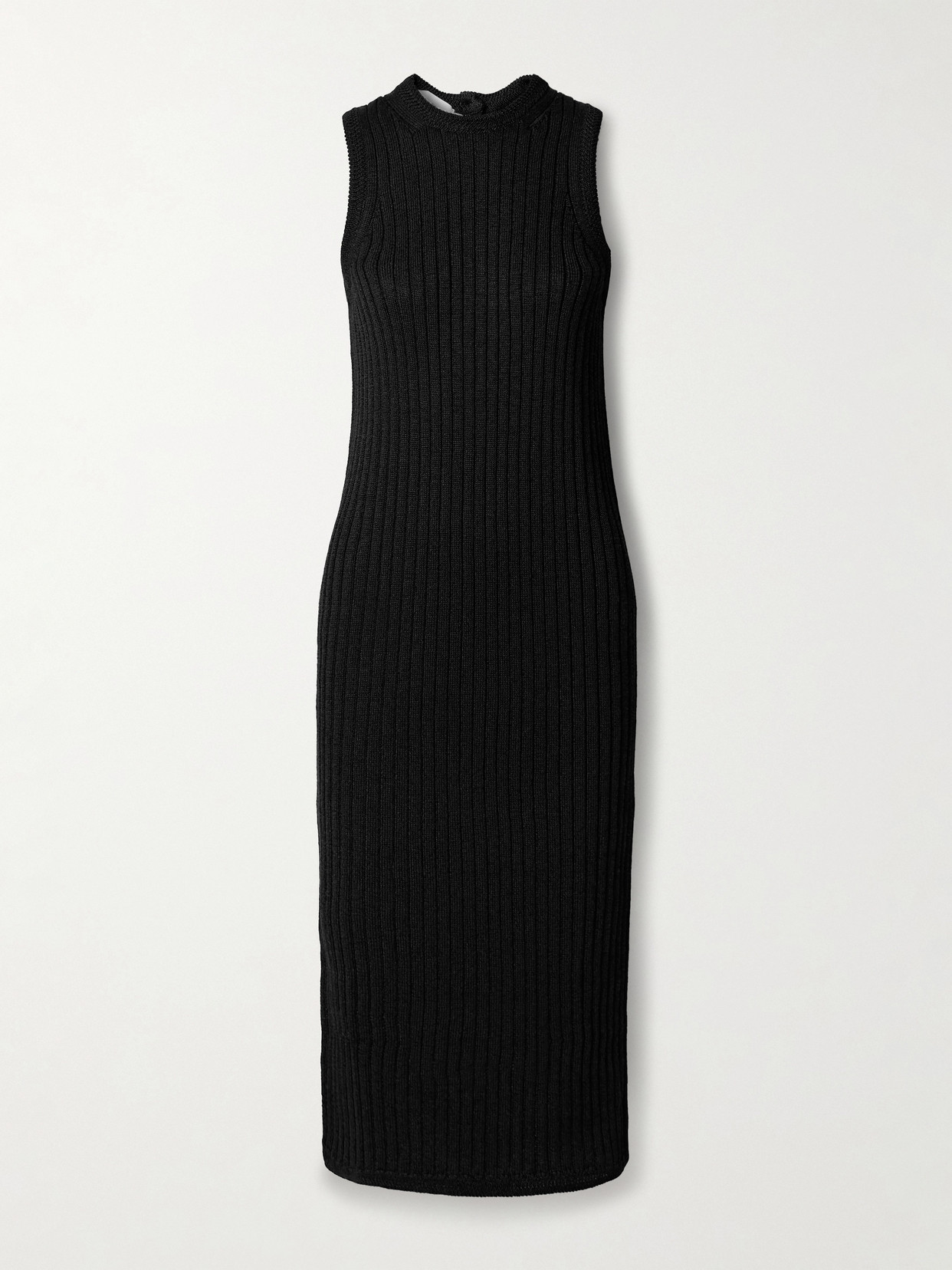Proenza Schouler White Label Leighton Ribbed-knit Midi Dress In Black