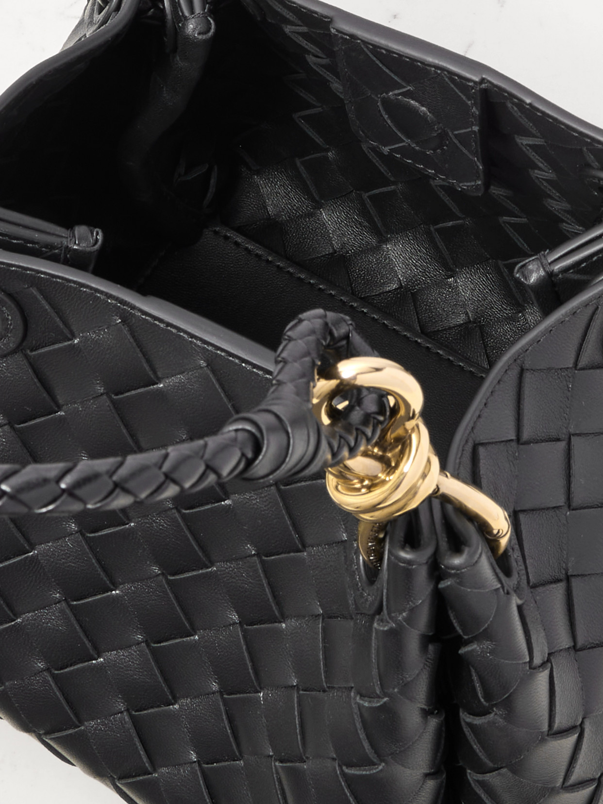 Bottega Veneta Women Parachute Small Leather Shoulder Bag With Intrecciato Motif In Black