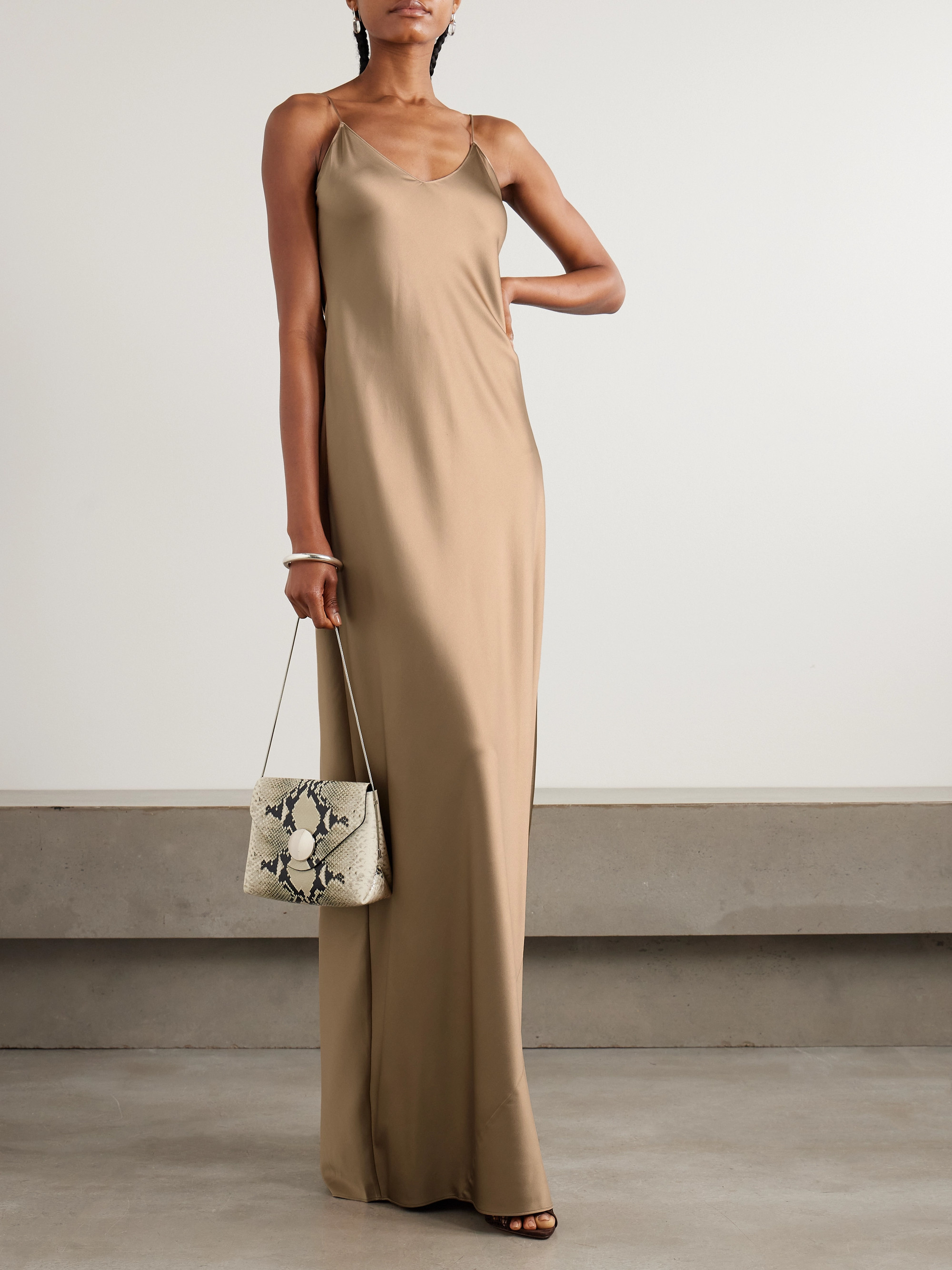 ÉTERNE Mila silk-blend satin maxi dress