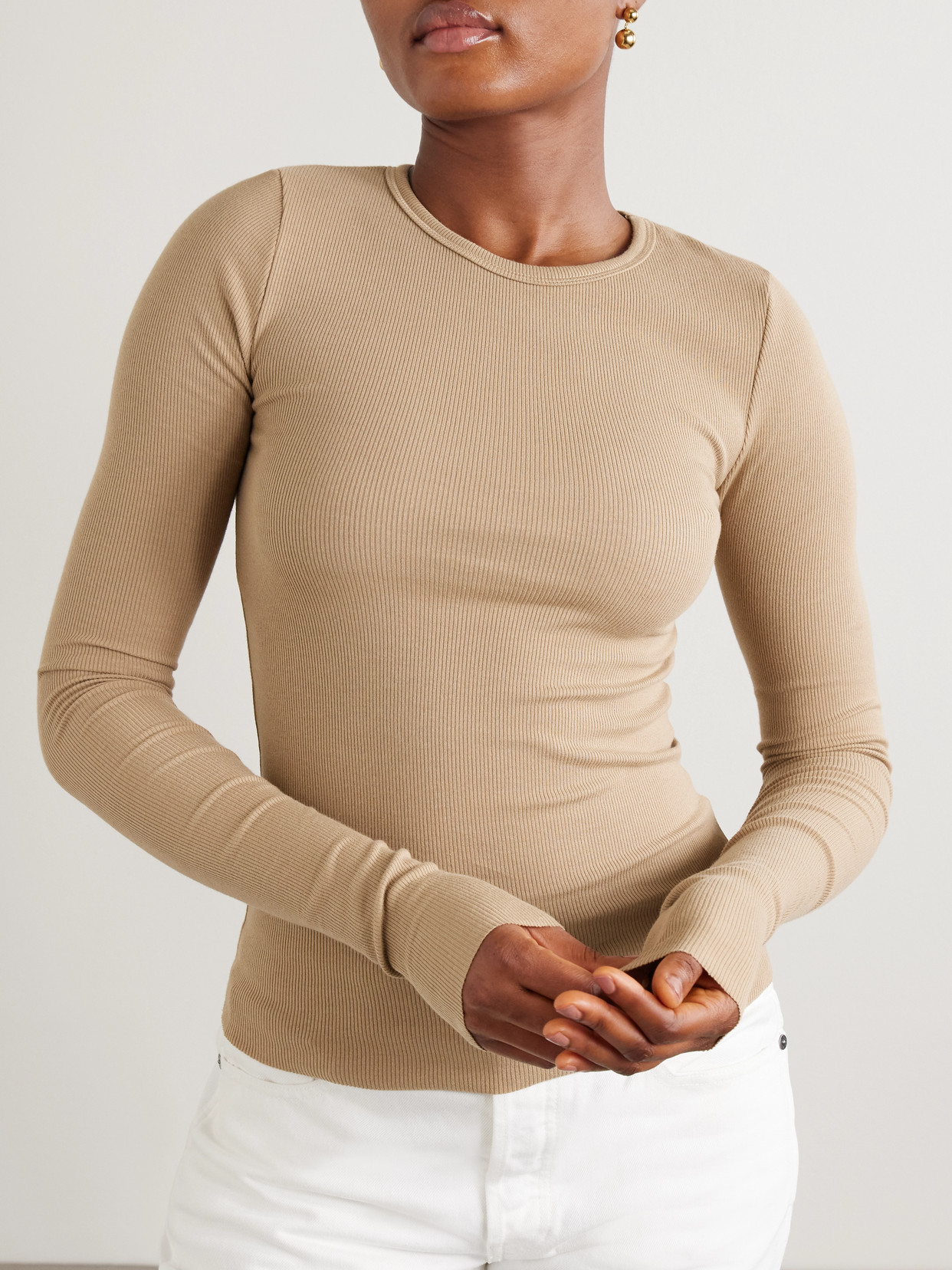 Éterne Ribbed Jersey T-shirt In Brown