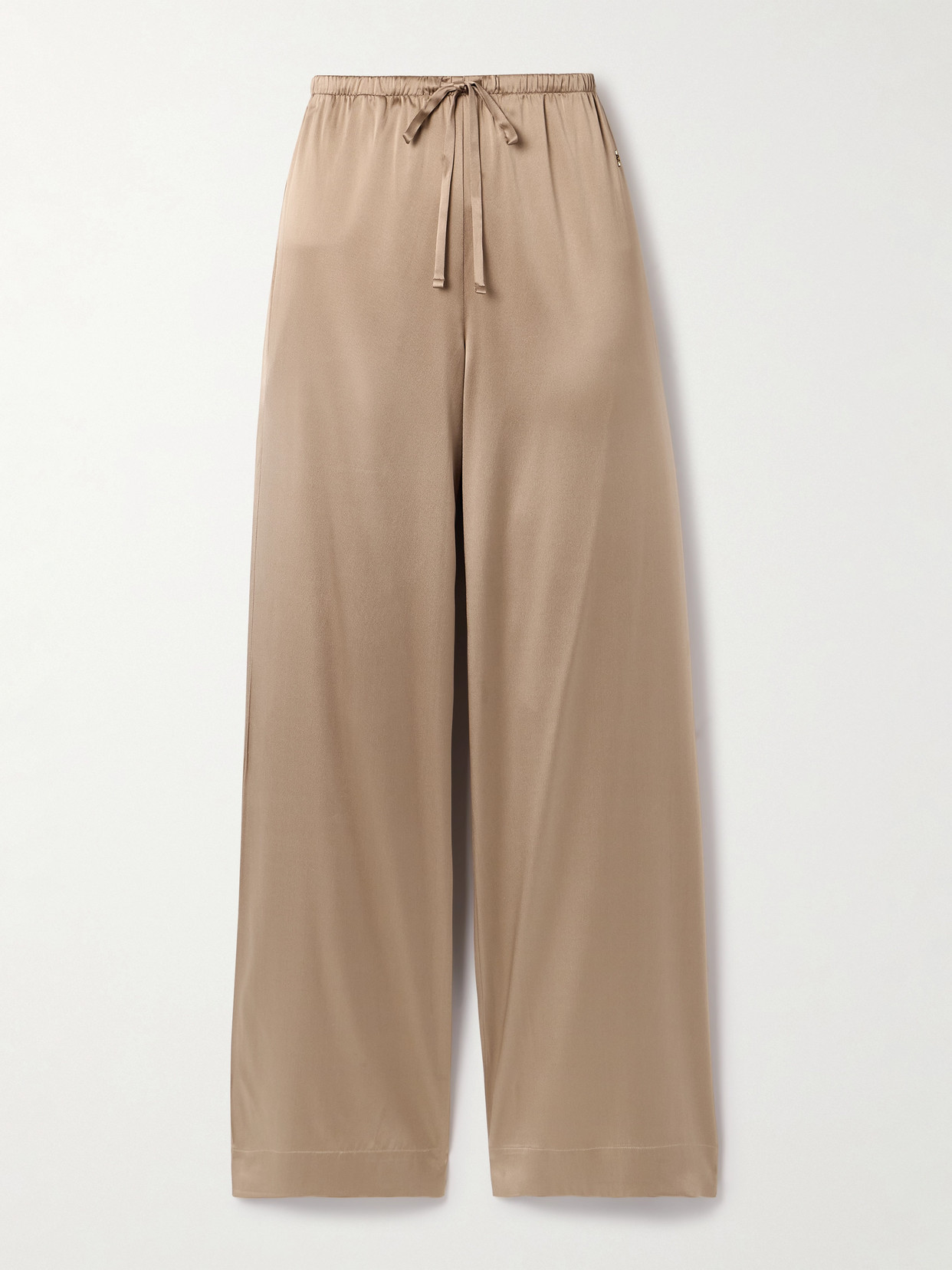 Éterne Brody Silk-blend Satin Wide-leg Pants In Brown
