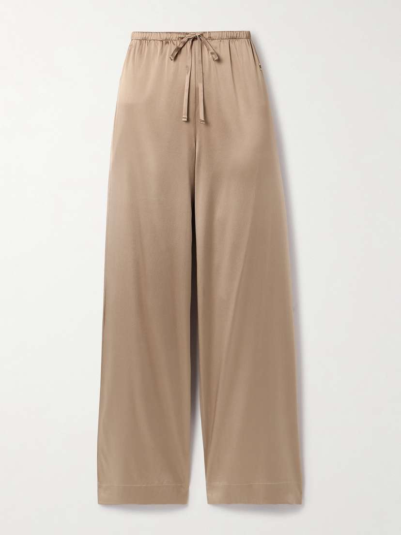 ÉTERNE Brody Silk-blend Satin Wide-leg Pants