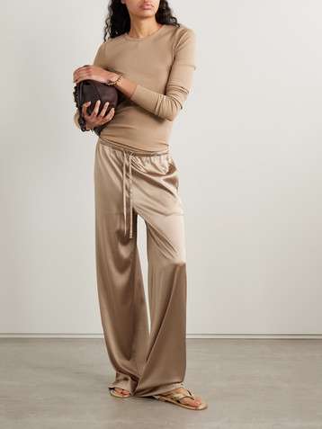 ÉTERNE Brody silk-blend satin wide-leg pants