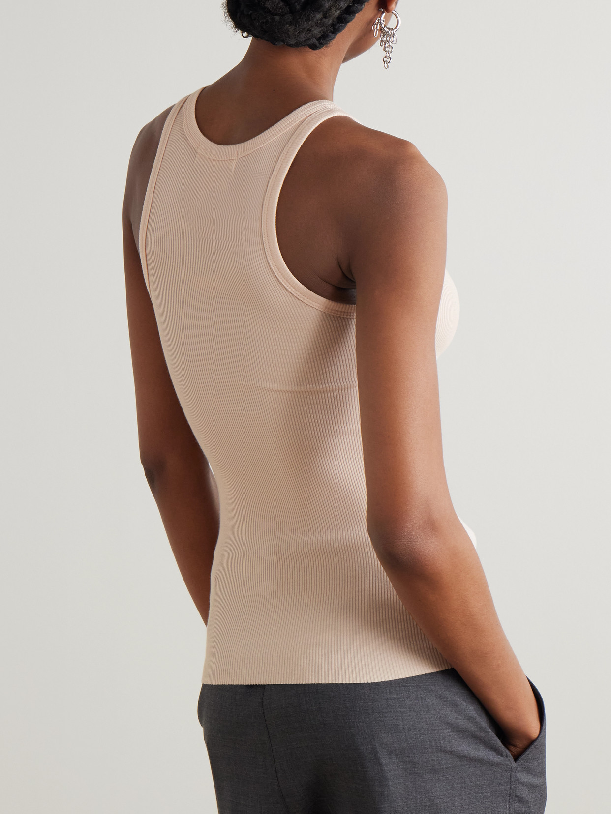 Éterne Ribbed Stretch-jersey Tank In Neutral