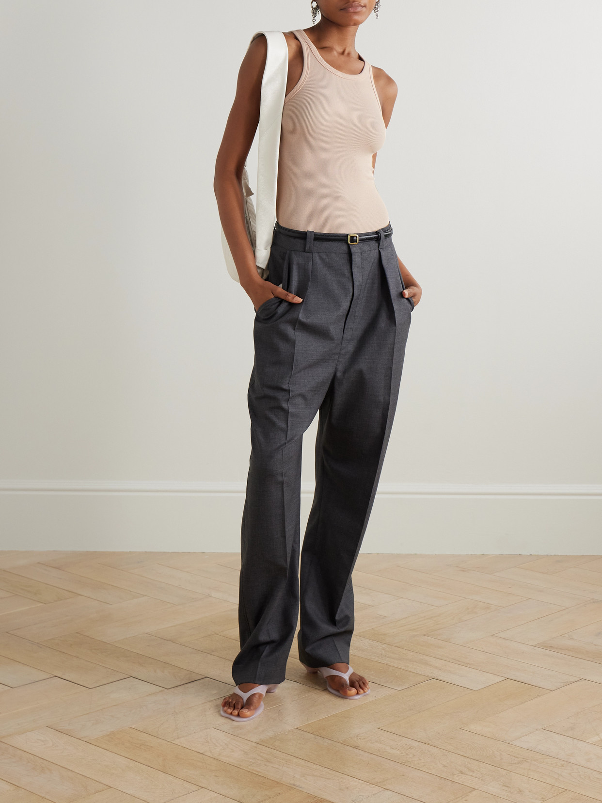 Éterne Ribbed Stretch-jersey Tank In Neutral