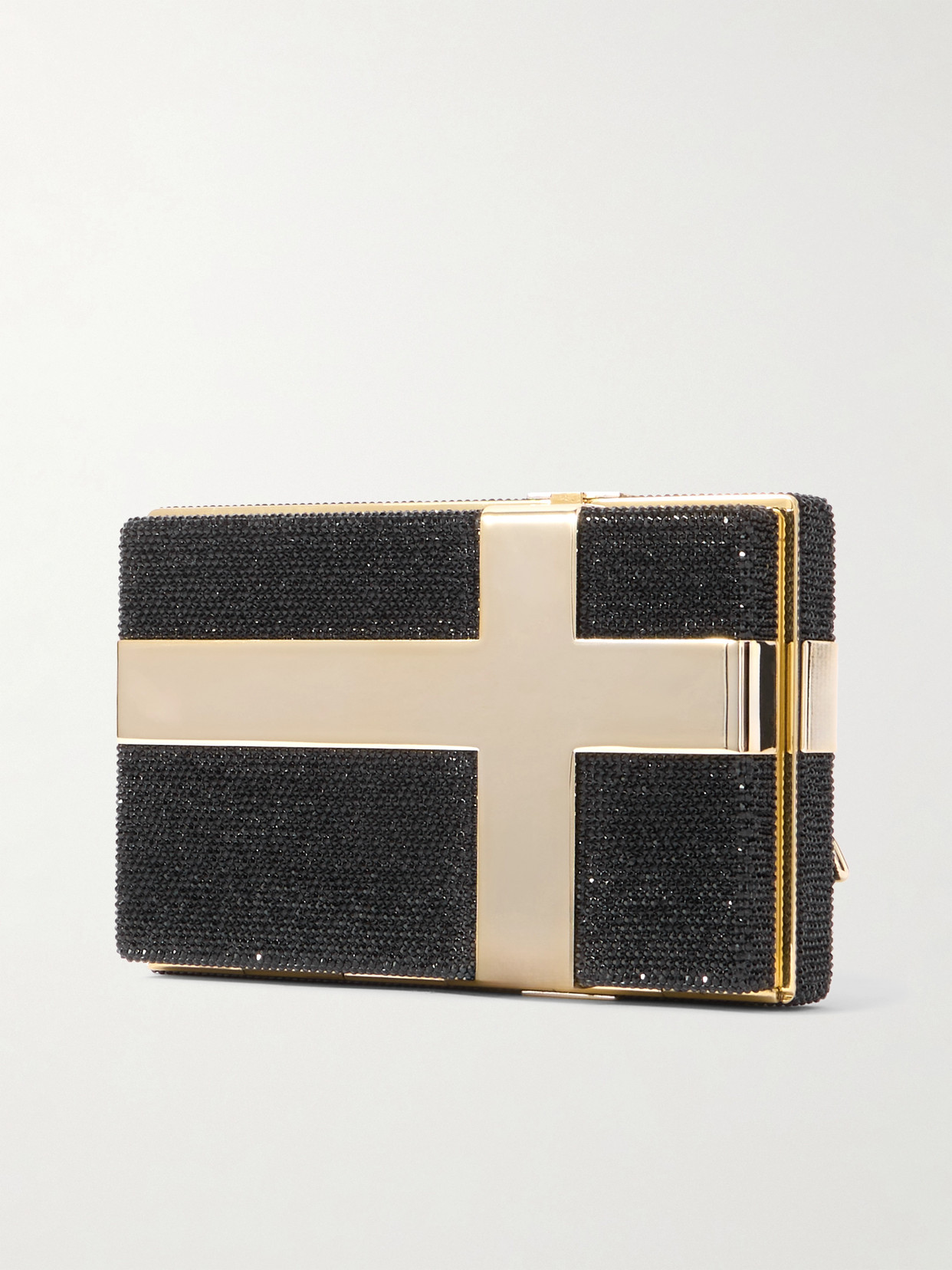 JUDITH LEIBER GIFT BOX SURPRISE CRYSTAL-EMBELLISHED GOLD-TONE CLUTCH