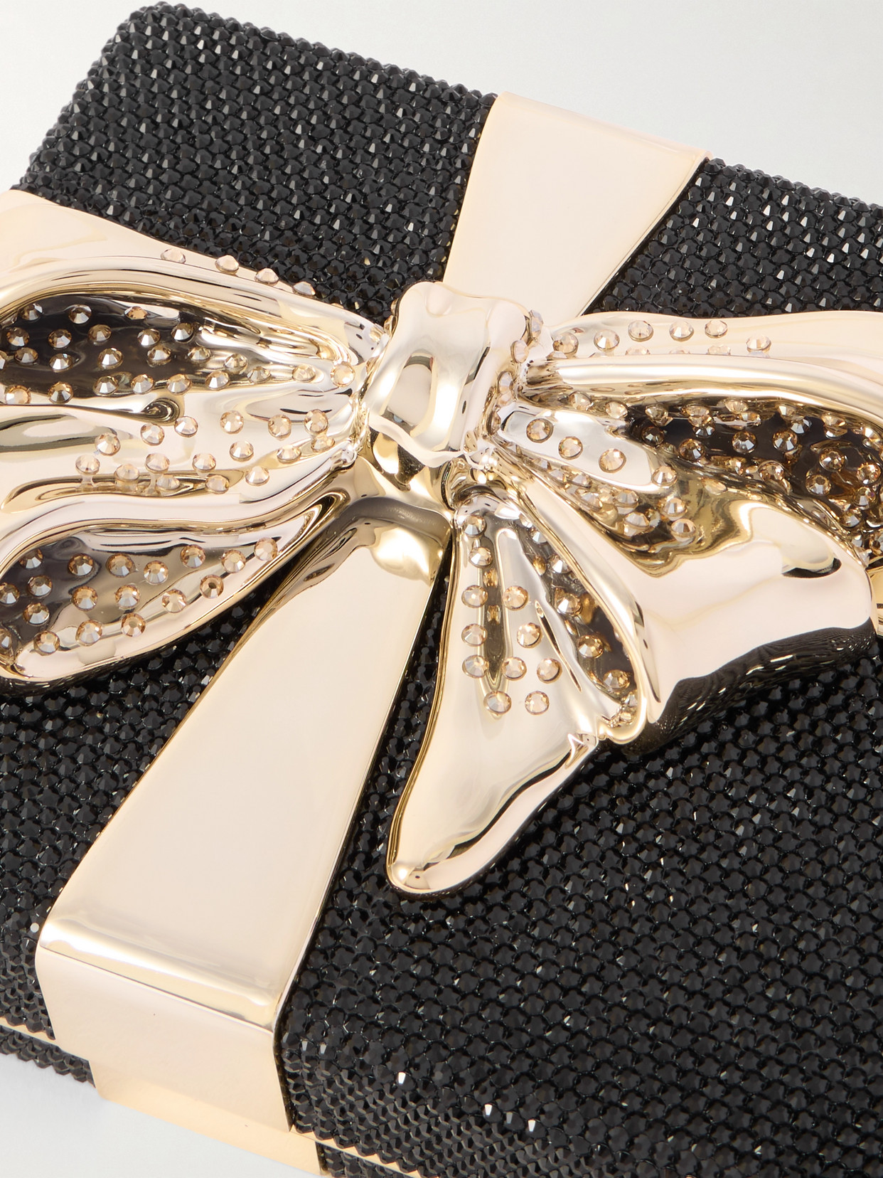 JUDITH LEIBER GIFT BOX SURPRISE CRYSTAL-EMBELLISHED GOLD-TONE CLUTCH