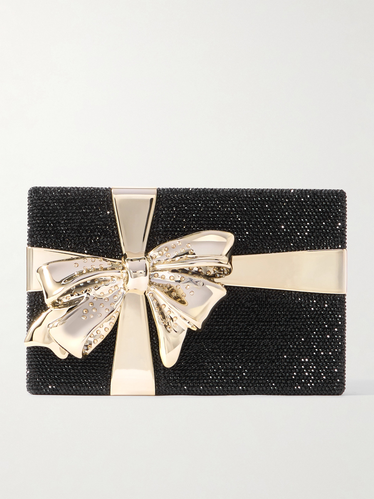 Judith Leiber Gift Box Surprise Crystal-embellished Gold-tone Clutch In Black
