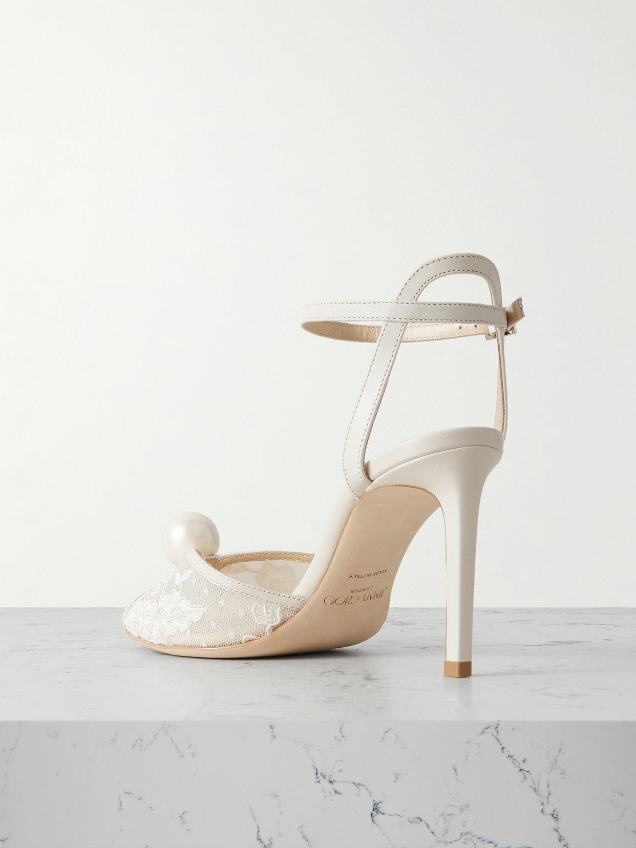 Jimmy Choo Sacora 85 Embellished Leather-trimmed Lace Sandals In Multi