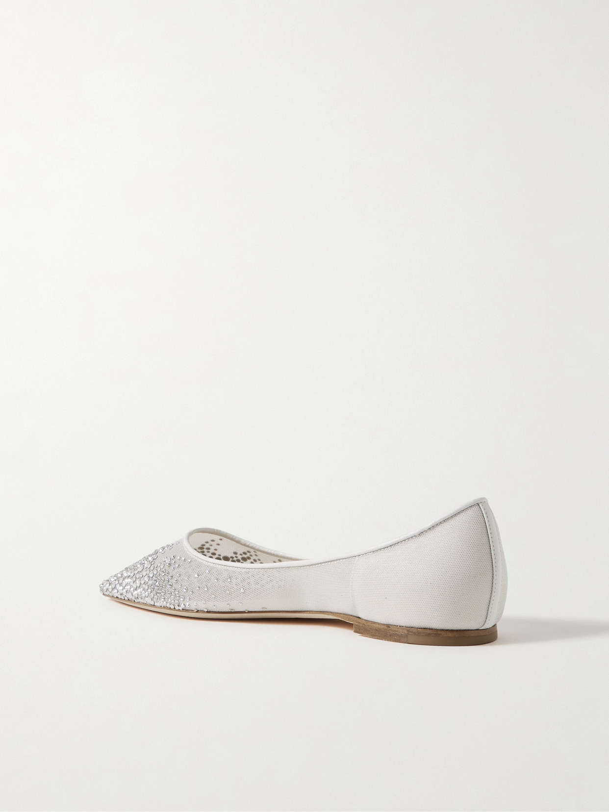 Jimmy Choo Love Crystal-embellished Mesh Point-toe Flats In Silver
